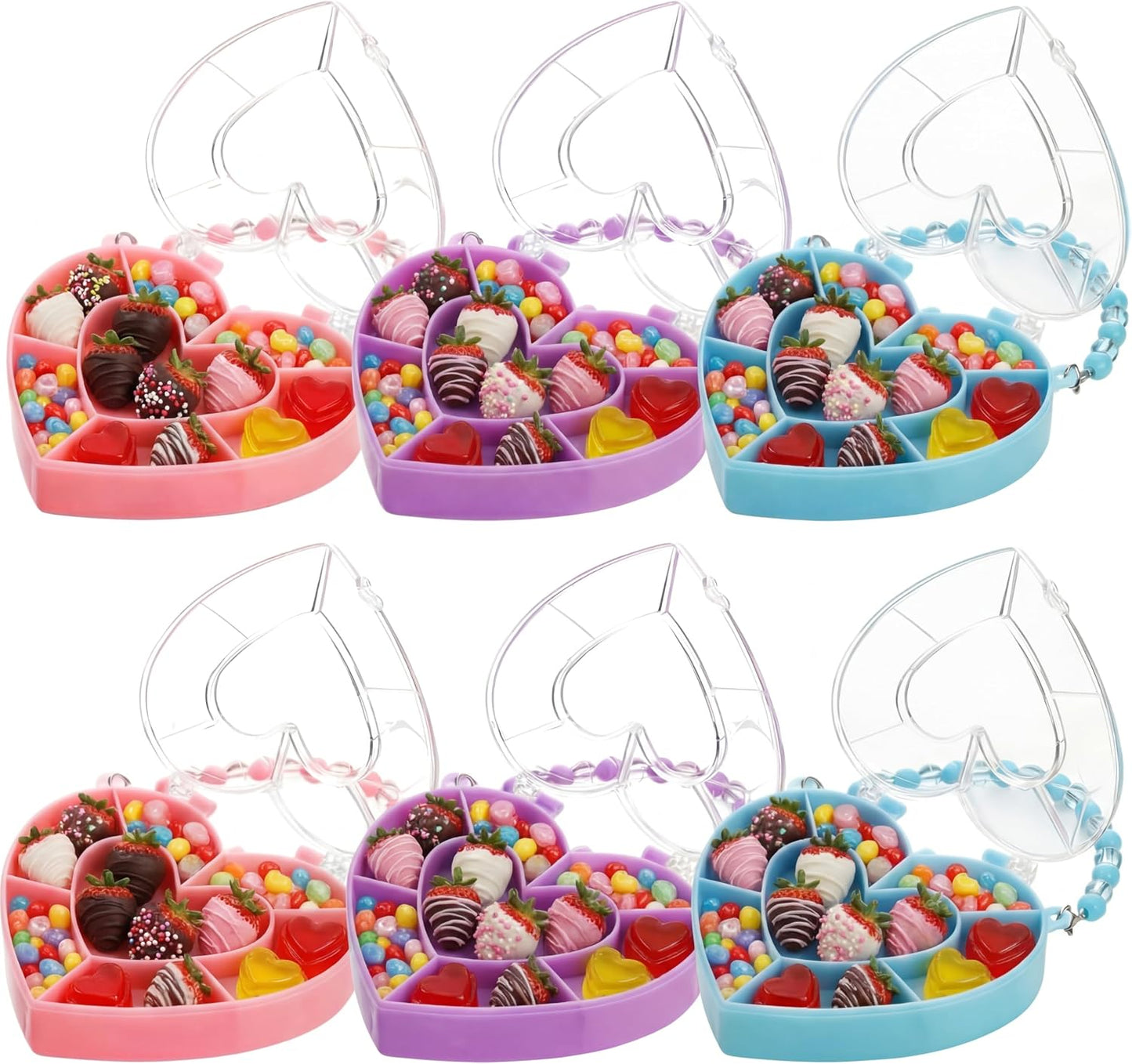 Cunno 6 Pack Valentines Day Containers Butterfly Shaped Food Containers Large Plastic Snack Box Food Storage with Handle Divided Serving Tray Portable Jewelry Organizer for Candy Fruit Purple