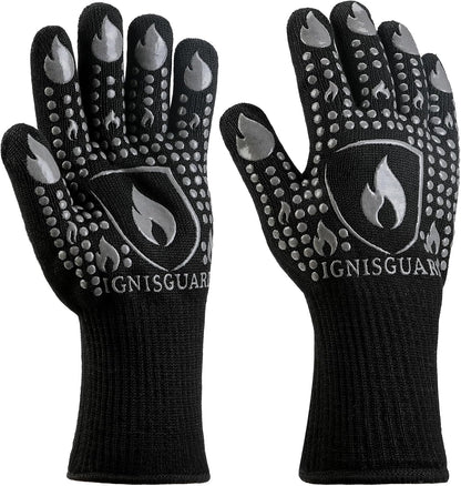 BBQ & Grill Gloves, Oven Gloves Heat Resistant, 1 Pair, Red (L)