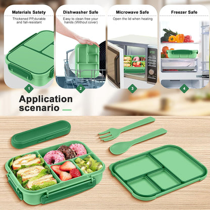 Amathley Lunch Box Kids,Bento Box Adult,Leakproof Lunch Containers for Adults/Kids/Toddler,1200ML-4 Compartments bento Lunch box with Utensil,Microwave & Dishwasher & Freezer Safe (Pink Berry)