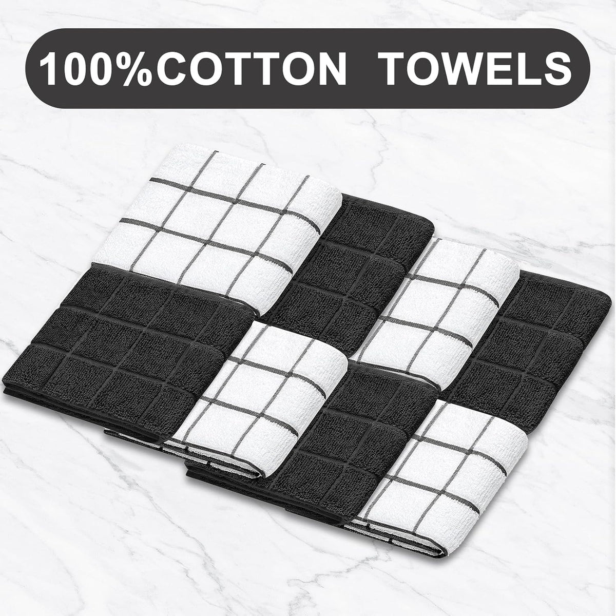 Oven Mitts Kitchen Towels and Dishcloths Pot Holders Sets, Oven Gloves Kitchen Dish Towels 500 Degree Heat Resistant Potholders with Non-Slip Silicone Surface for Cooking, Grilling, Baking-Gray
