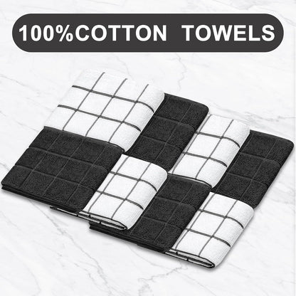 Oven Mitts Kitchen Towels and Dishcloths Pot Holders Sets, Oven Gloves Kitchen Dish Towels 500 Degree Heat Resistant Potholders with Non-Slip Silicone Surface for Cooking, Grilling, Baking-Gray