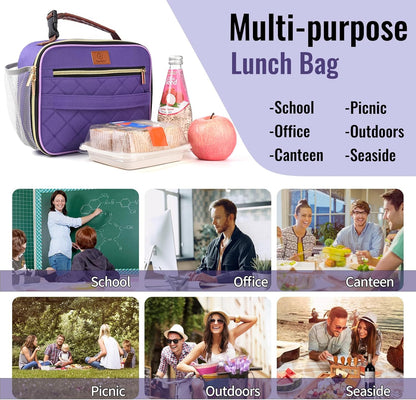 Genteen Lunch Box for Kids, Boys - Insulated Small LunchBox Reusable, Zip Closure & Buckle Handle, Portable Cooler for Work, School, Travel (Lake Green)