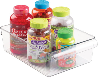 iDesign Fridge Storage Bin with Handle, Set of 2, Clear | Fridge Tray, For Cheeses and Snacks