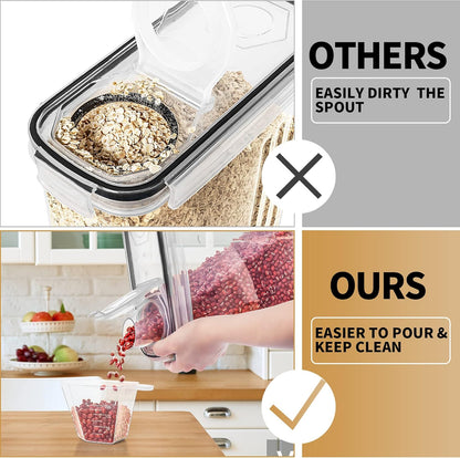 PRAKI Cereal Containers Storage Set (4L,135.2 Oz), 8PCS Airtight Food Storage Containers with Lids for Kitchen & Pantry Organizers and Storage, Cereal Dispensers with 20 labels, Measuring Cup & Marker