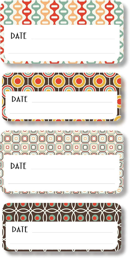Lovable Labels Date-It Food Container Sticker Food Labels, 36 Pre-Printed Waterproof Freezer Labels, Reusable Refrigerator and Freezer Food Label Stickers. (Retro)