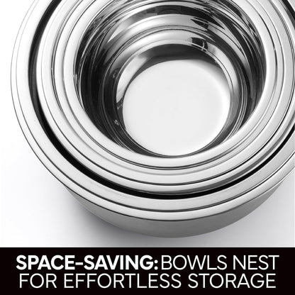 COOK WITH COLOR Stainless Steel Mixing Bowls Set with Lids - Nesting Bowls with Non-Slip Bottom, Sage, 12 Pieces