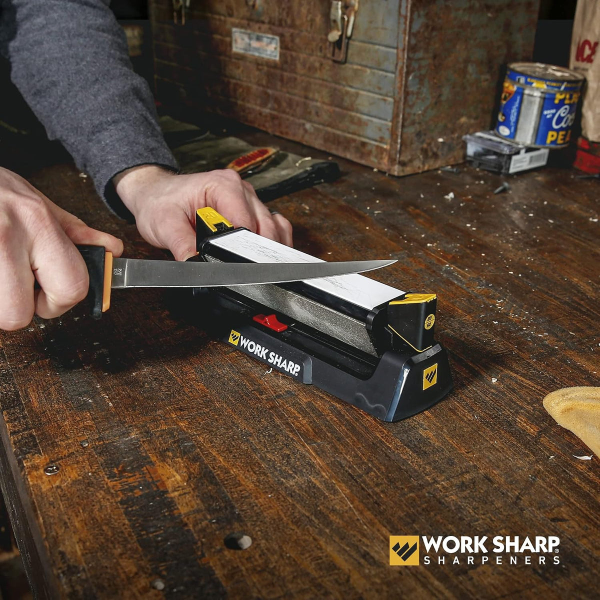 Work Sharp Benchstone Knife Sharpener, 3 sided for faster manual pocket or hunting knife sharpening