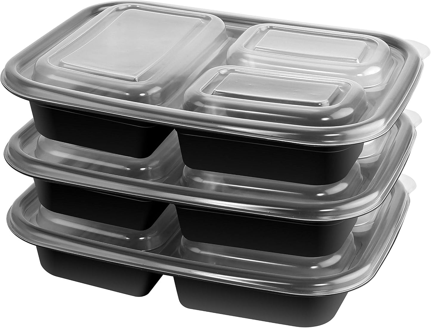 Nameless 20 Piece Meal Prep Container Kit - 3 Section Black