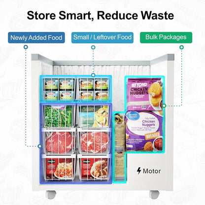 iSPECLE Deep Freezer Organizer Bins, 5 Pack Chest Freezer Baskets for 7 Cu.Ft, Stackable Wire Chest Freezer Organizer Bins for Small Food, Strong Metal with Handles for Meat and Veggies, Black