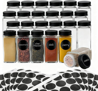 DIDITIME Spice Jars with Label, 4oz Empty Square Seasoning Containers