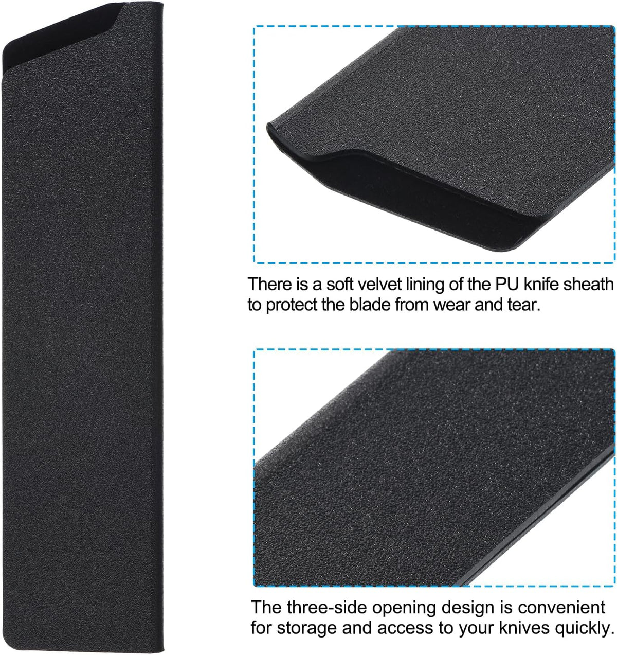 PATIKIL ABS Knife Cover Sleeves for 8" Chef Knife, Knives Edge Guard Blade Protector Universal Knife Sheath for Home Kitchen, Black