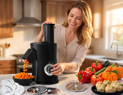 7 In 1 Vegetable Chopper Electric Veggie Onion French Fry Cutter Garlic Mincer Potato Slicer Food Vegetable Dicer Cheese Grater Carrot Shredder Kitchen Gadgets Essentials House Warming Gifts New Home