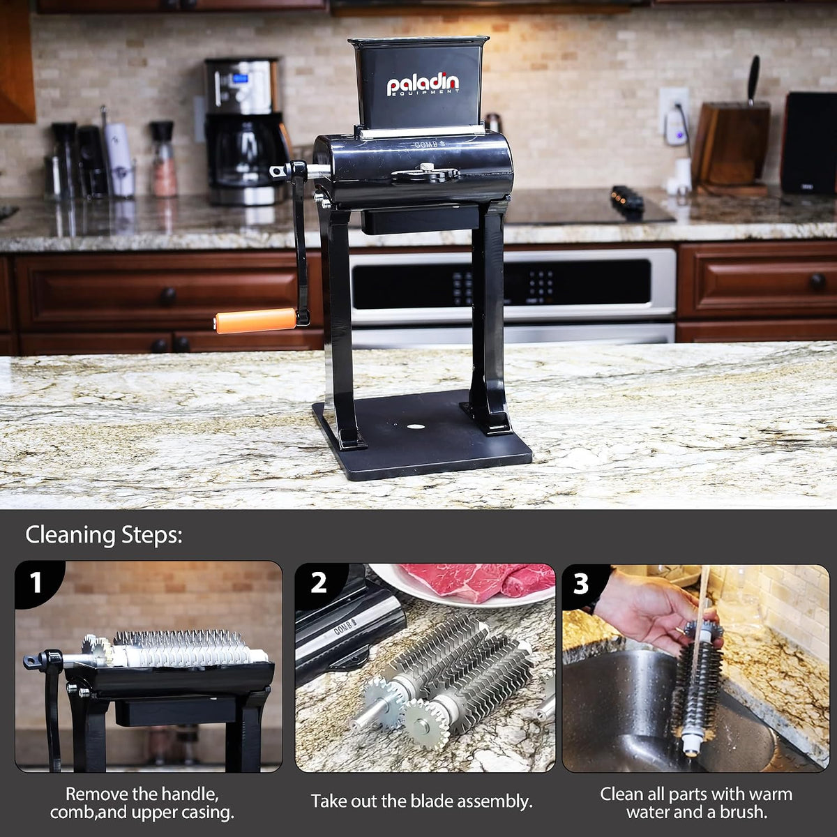 Paladin Equipment 2-in-1 Manual Meat Tenderizer & Beef Jerky Slicer