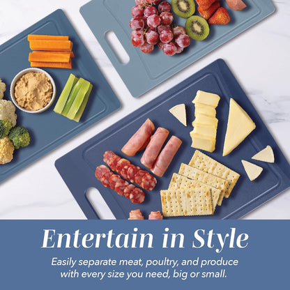 COOK WITH COLOR Non-Slip Cutting Board Set – Kitchen Essentials with Easy Grip Handle for Meat, Veggies, and Fruits, 3 Cutting Boards, Speckled White
