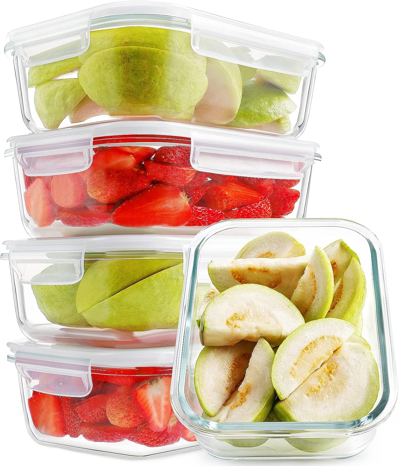 10 Pack Borosilicate Glass Meal Prep Containers with Locking Lids, Glass Food Storage Containers Set, Airtight Lunch Bento Boxes, BPA-Free & Leak Proof, 36oz & 14oz, Freezer, Oven Safe-Pink