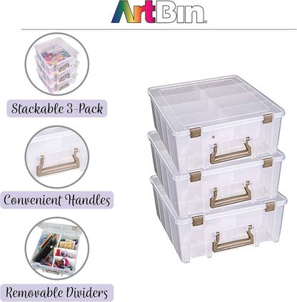 ArtBin 6990SO Super Satchel Double Deep Compartment Box - Art Storage with 8 Removable Compartments, Smart Closure for Craft Supplies (Gold - Pack of 1)