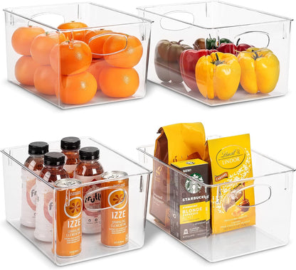 Sorbus Large Clear Plastic Storage Bins for Shelves, Clothes, with Handle - Clear Storage Bins, Drawer, Shelf, Closet, Pantry, Fridge, Freezer Organizer Bins, Closet Organizers and Storage (4 pack)