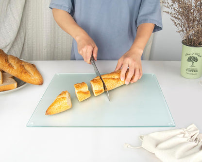 Kitchenville Glass Cutting Board 20”x16”: Tempered Glass Kitchen Counter Protector - Durable- Scratch-Resistant, Heat-Proof - Clear Design