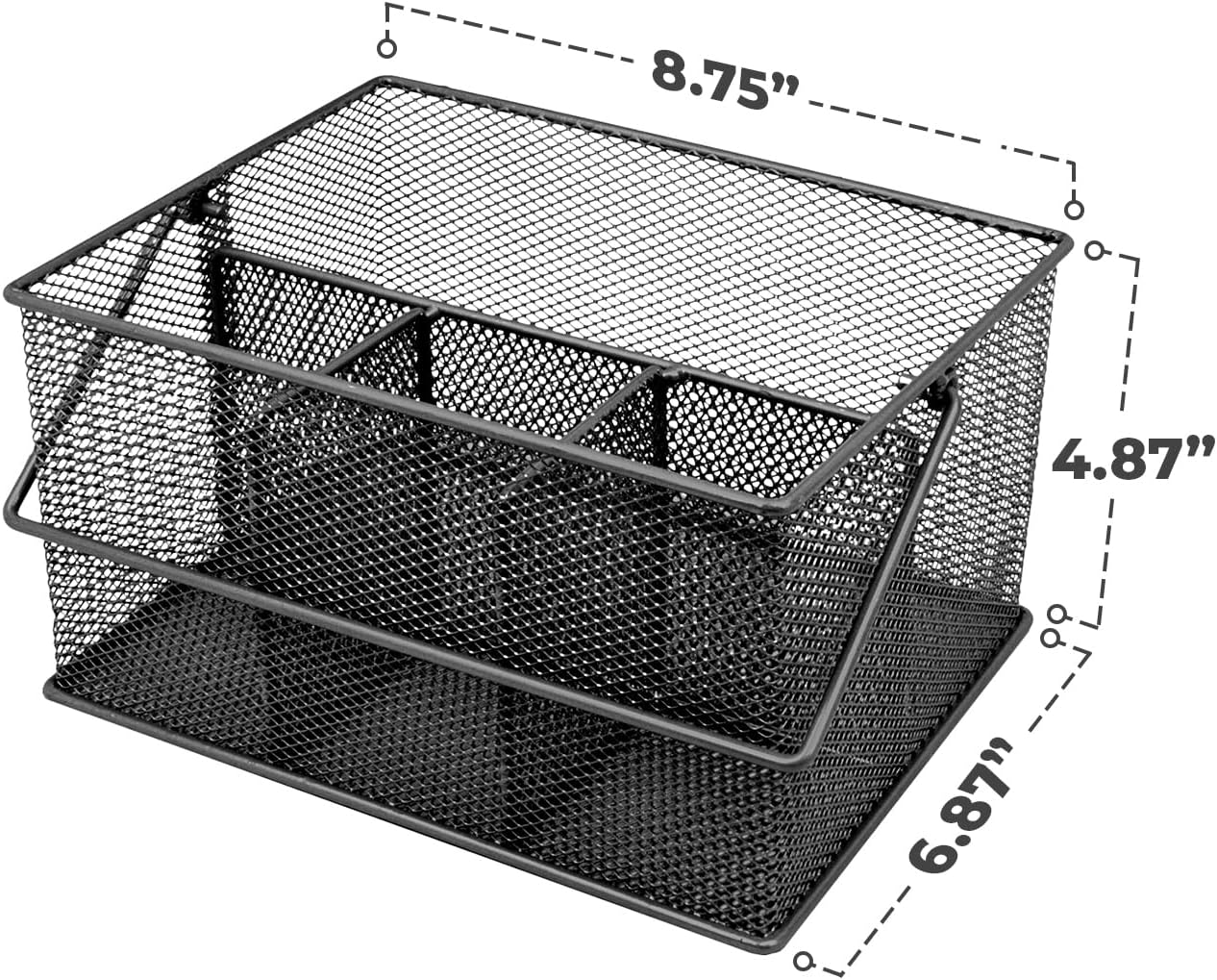 Sorbus® Utensil Caddy — Silverware, Napkin Holder, and Condiment Organizer — Multi-Purpose Steel Mesh Caddy—Ideal for Kitchen, Dining, Entertaining, Tailgating, Picnics, and much more (White)