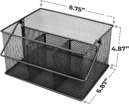 Sorbus® Utensil Caddy — Silverware, Napkin Holder, and Condiment Organizer — Multi-Purpose Steel Mesh Caddy—Ideal for Kitchen, Dining, Entertaining, Tailgating, Picnics, and much more (White)