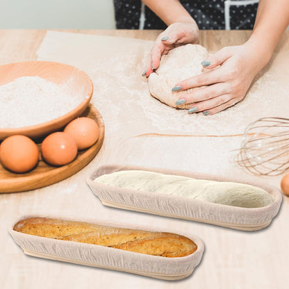 Banneton Bread Proofing Basket, 15" Baguette Sourdough Basket with Liner