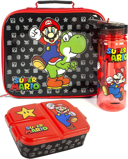Super Mario Nintendo Kids Lunch Box Set Yoshi Food Bag BPA Free Water Bottle Snack Pot School Lunch Containers