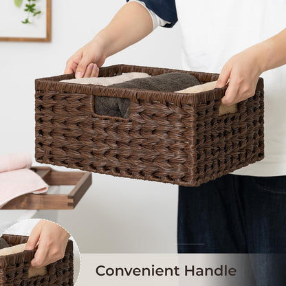 GRANNY SAYS Wicker Storage Baskets for Shelves, Water Hyacinth Basket with Scalloped Edge, Storage Wicker Baskets for Pantry, Large, 2-Pack