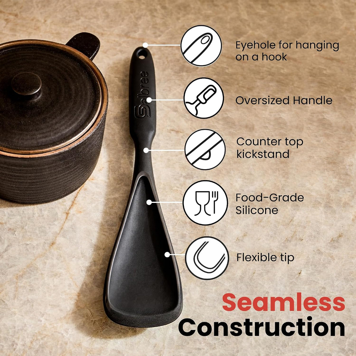 Salbree Seamless Silicone Spatula Spoon Multifunction Scoop Kitchen Spoon