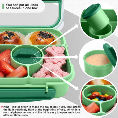 Amathley Bento Box Adult Lunch Box Kids,Lunch Containers for Adults/Kids/Toddler,5 Compartments Bento Lunch Box with Sauce Vontainers,Microwave & Dishwasher & Freezer Safe,BPA-Free (Blue)