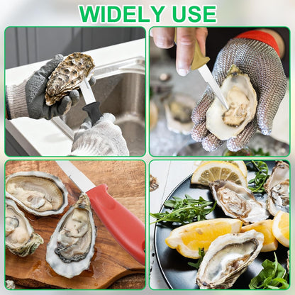 uxcell 12 Pcs Stainless Steel Oyster Shucking Knife, Oyster Shucking Shell Opener Knife Non-Slip for Shellfish Opening Seafood Restaurants Home Use, Green