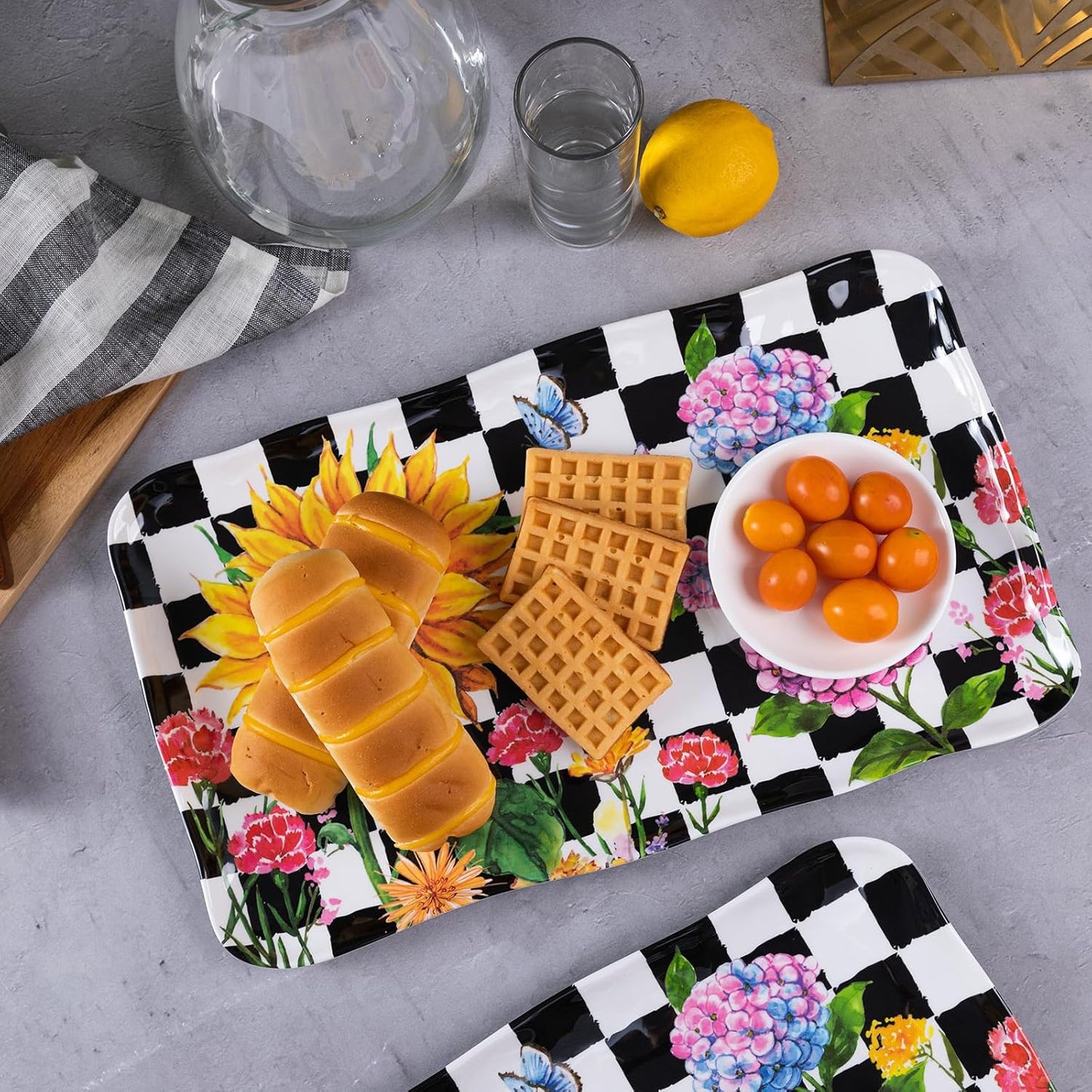 LEHAHA Grilling Prep and Serve Trays, BBQ Serving Platter, Melamine Serving Trays for Food, Set of 2, Great Gift for Father's Day, BBQ Lovers, Prefect for Chrismas Festival and Everyday use.