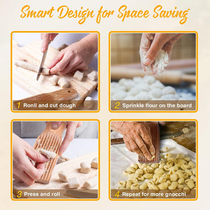 Gnocchi Board, Hardwood Pasta Tool for Shaping Homemade Gnocchi.
