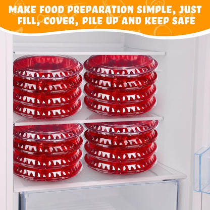 Rtteri 36 Pcs Round Catering Trays with Lids Divided Serving Trays 6 Compartment Disposable Plates Plastic Appetizer Traysplatters Food Storage Containers for Christmas Party Fruit Buffet (Black)