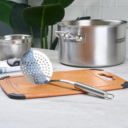 Restaurantware Stainless Steel Spider Skimmer - German Standard Wire Skimmer with Ergonomic Handle, Dishwasher Safe - Wire Strainer Pasta Spoon for Cooking & Frying