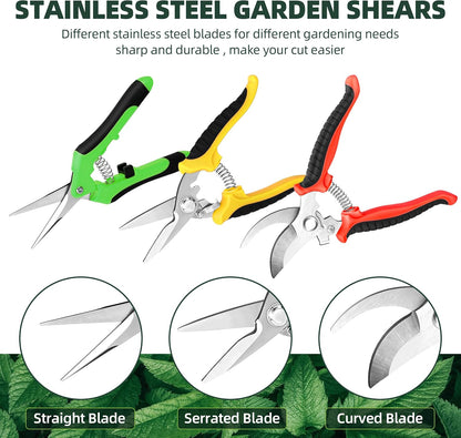 EWPJDK 3 Pack Garden Pruning Shears Scissors Clippers Stainless Steel