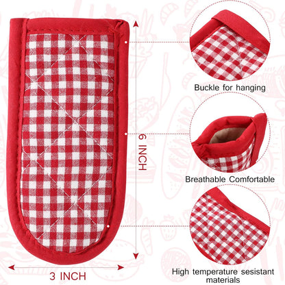 Geiserailie 8 Pcs Cast Iron Skillet Handle Cover Heat Resistant Pan Handle Sleeve Non Slip Pot Holders Machine Washable Handles Mitts for Kitchen Cooking Tools, 4 Styles(Retro Style)