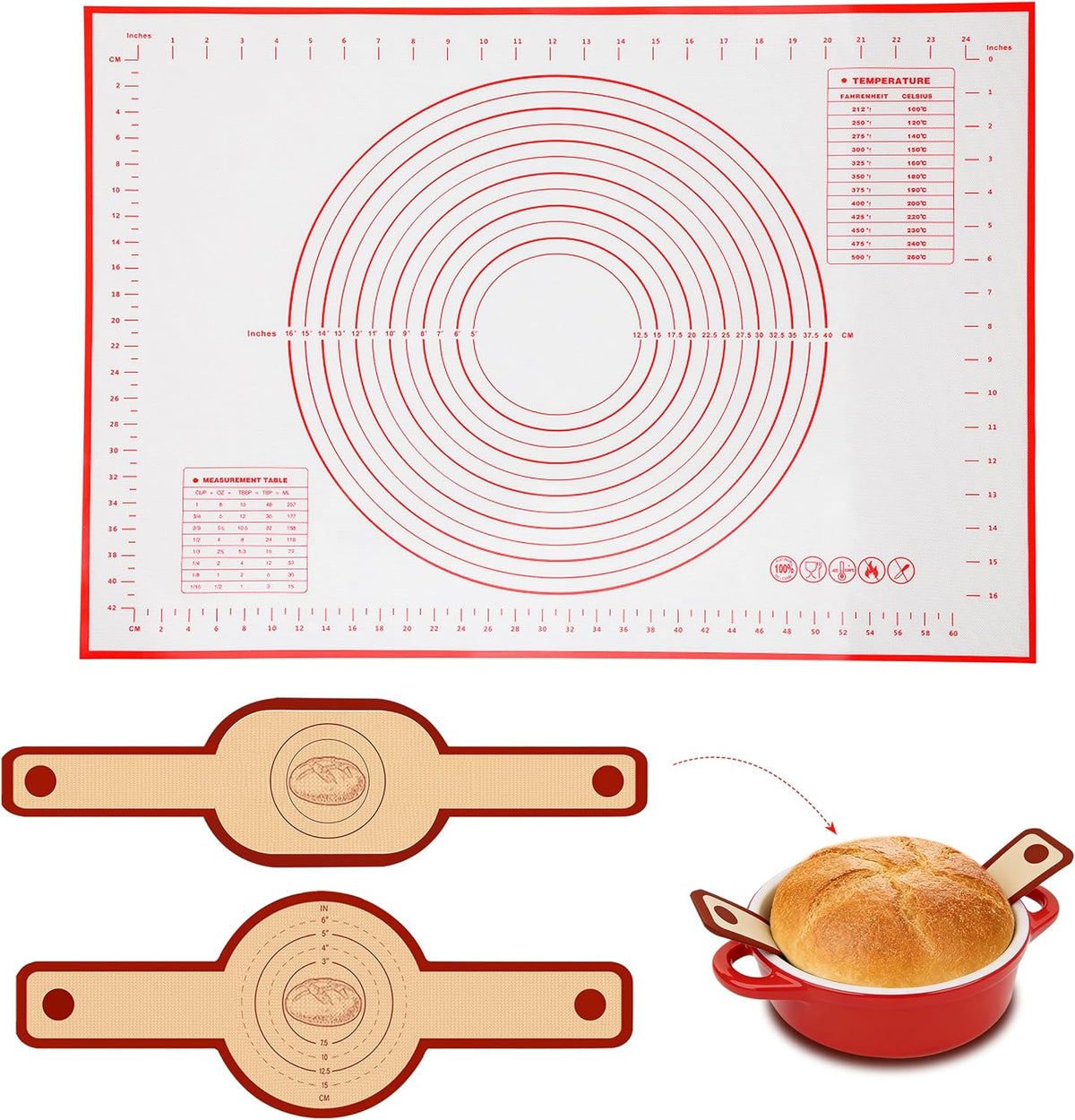 Bread Sling Set, Silicone Bread Sling with Pastry Mat, 3PCS
