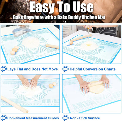 Non-slip Silicone Pastry Mat 36''By 24'' Nonstick Baking Mats Extra Large Counter Mat for Dough Rolling, Pastry, Pie Crust, Fondant, Cookies, Bread, Pasta, Pizza Mat