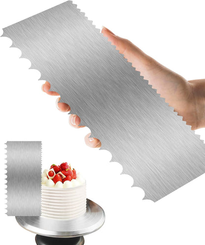 8.6 Inch Metal Cake Scraper Smoother, Edge Side Jagged Comb for Cream