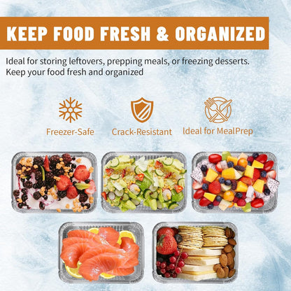 20 Pack 9x13 Aluminum Foil Pans with Lids - Heavy Duty Disposable Baking Pans, Oven Safe Steam Table Trays for Cooking, Meal Prep, Catering, Party, Food Storage & Transport - Silver, 2.5" Deep