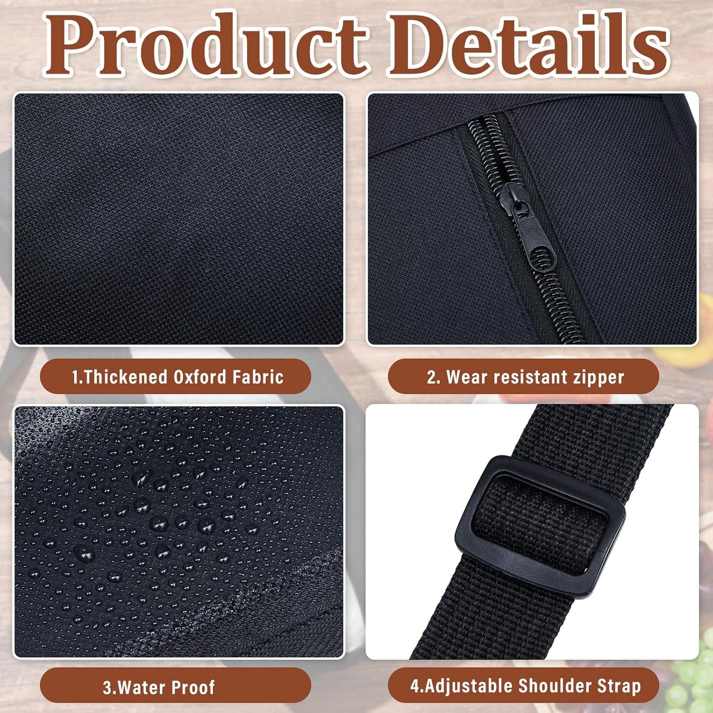Amylove 1 Pc Grill Tool Storage Bags BBQ Utensil Grilling Bags Oxford Cloth Barbecue Holder Pouch Foldable Hardware Grilling Accessory Grill Storage Bags for Outdoor Camping Picnic Trip, Black