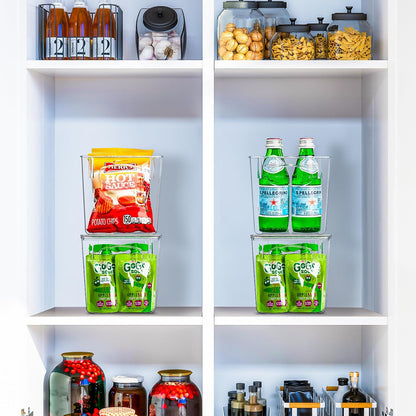 Sorbus 8-Pack Small Clear Plastic Storage Bins – Organizers for Kitchen, Pantry, Fridge, Cabinet & Refrigerator