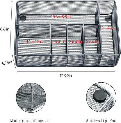 Paper Plate Organizer for Countertop, Metal Silverware Caddy for Cup, Napkin, Fork, Spoon, Paper Plate and Utensil Holder, Cutlery Caddy for Party, Camping, Picnic (Black)