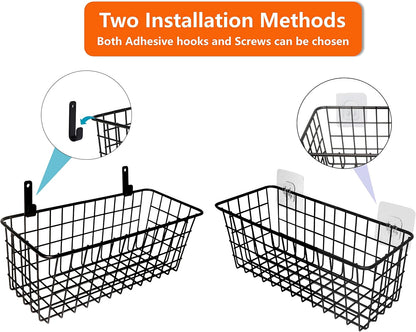 Joben Oligey 3 Set [Extra Large] Hanging Wall Wire Baskets, Farmhouse Food Storage Kitchen Pantry Laundry Closet Garage RV, White