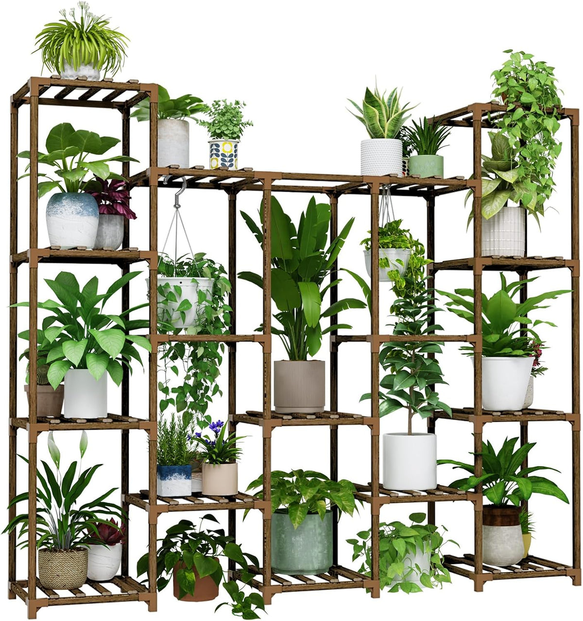 Bamworld Plant Stand Indoor Plant Shelf Outdoor Wood Plant Rack