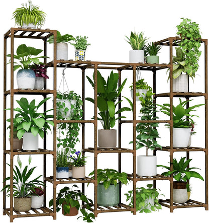Bamworld Plant Stand Indoor Plant Shelf Outdoor Wood Plant Rack