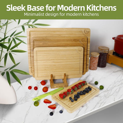 Wood Cutting Board Set of 4, Wooden Chopping Boards with Food Icons for Kitchen, Charcuterie Board for Meat, Vegetables, Fruits, Cheese
