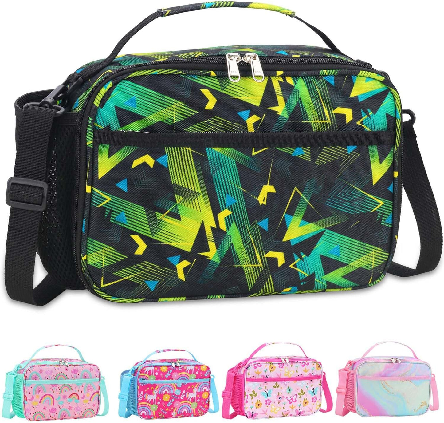 RHCPFOVR Kids Initial Lunch Bag - Insulated Lunch Box for Boys Girls,Washable Lunch Bag and Reusable Toddler Leak-proof Lunchbox for School and Daycare - Colors A