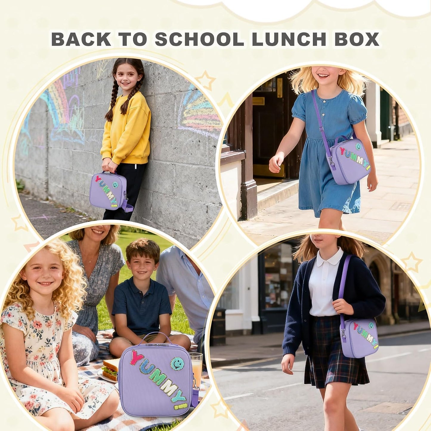 Kids Lunch Box for Kids Insulated Reusable Lunch Bag Tote Durable Children Leak-proof Lunchbox with Adjustable Shoulder Strap for School Daycare Travel Picnic (Navy - 3D Dinosaur)