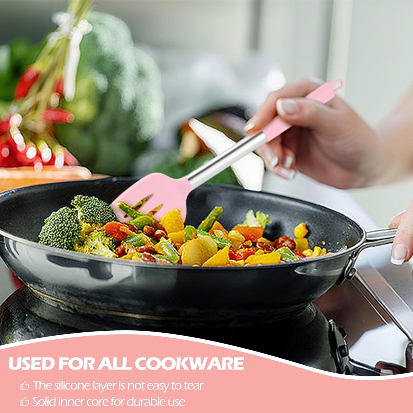 HaWare 29 PCS Silicone Cooking Utensils Set, Heat Resistant Kitchen Utensils Set with Stainless Steel Handle, Spatula Sets with Holder and Hooks, Kitchen Tools Gadgets for Nonstick Cookware -Khaki